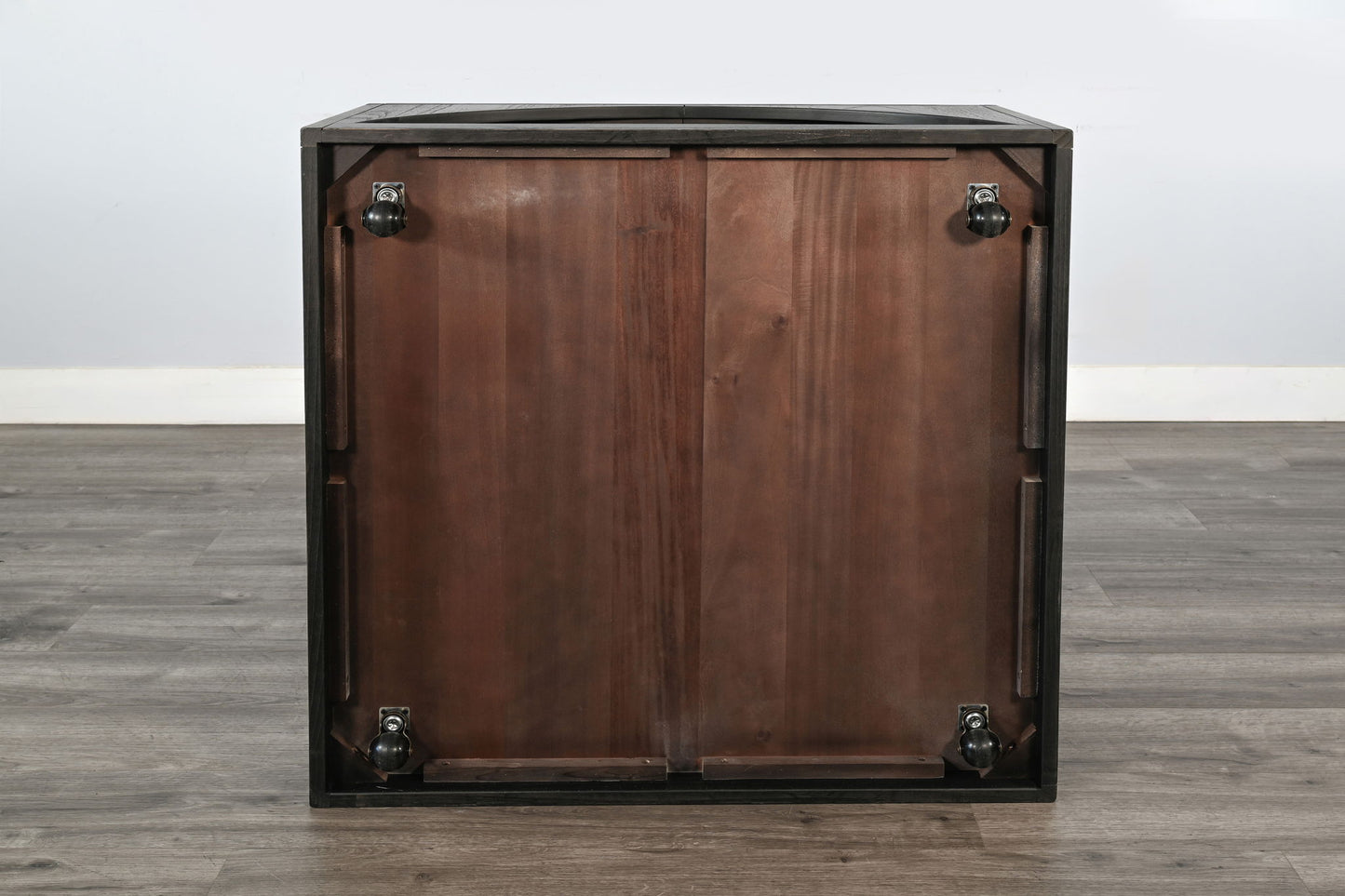 Modern Wood Coffee Table With Arched Open Shelf Design And Casters - Umbra / Oak Grove