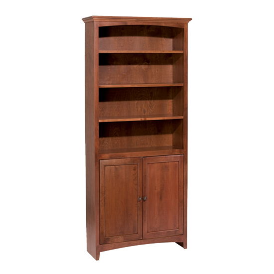 McKenzie - 72'' H X 30'' W Alder Bookcase With Doors - Glazed Antique Cherry