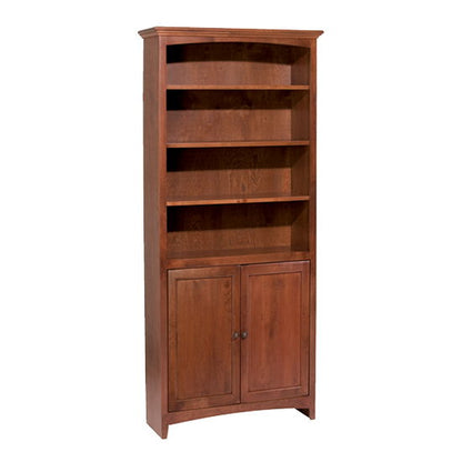 McKenzie - 72'' H X 30'' W Alder Bookcase With Doors - Glazed Antique Cherry