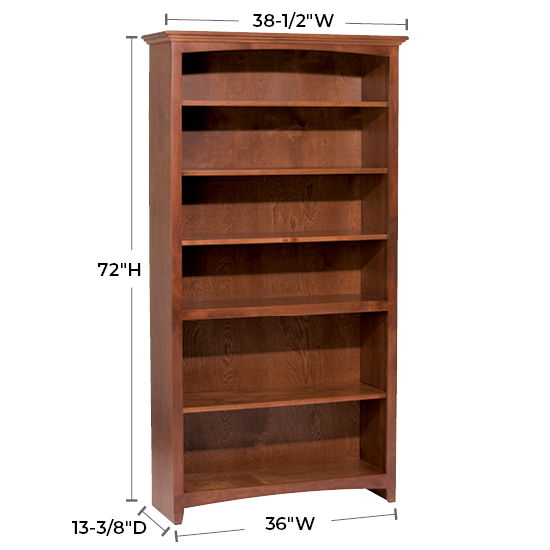McKenzie - 72'' H X 36'' W Alder Bookcase - Glazed Antique Cherry