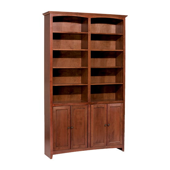 McKenzie - 84'' H X 48'' W Alder Bookcase With Doors - Glazed Antique Cherry