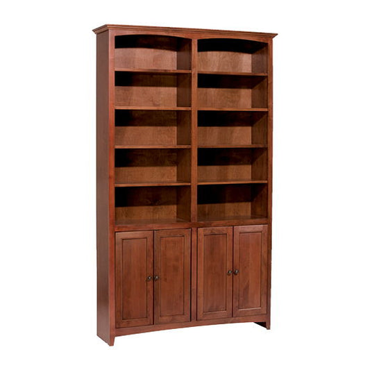 McKenzie - 84'' H X 48'' W Alder Bookcase With Doors - Glazed Antique Cherry