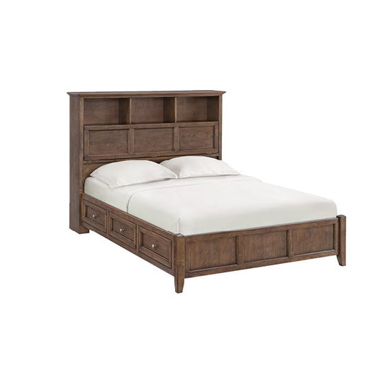 McKenzie - Queen Classic Bookcase Storage Bed - Java