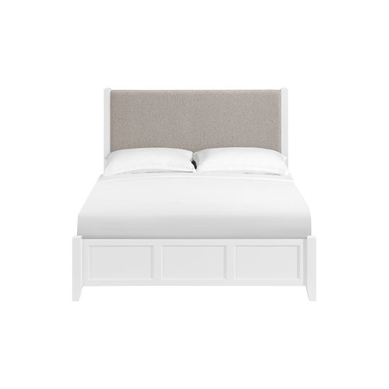 McKenzie - Queen Upholstered Panel Storage Bed - Snowbound