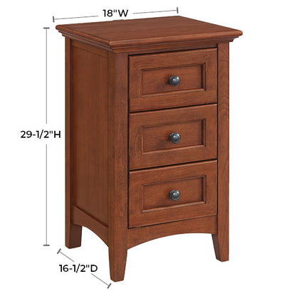 McKenzie - Small 3-Drawer Nightstand - Glazed Antique Cherry