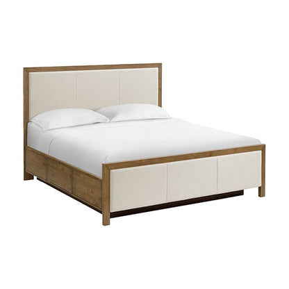 Bailey - King Upholsered Panel Storage Bed - Nutmeg / Beige