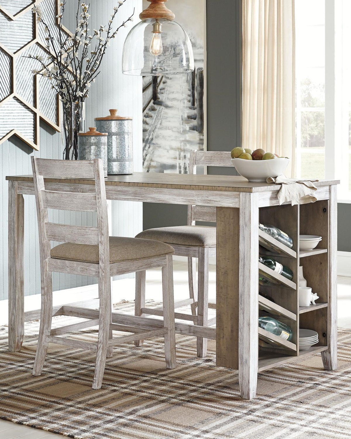 Skempton - Rectangular Counter Table With Storage - White