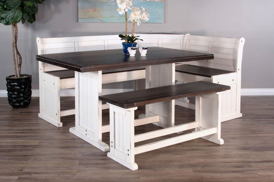Carriage House - Counter Height Breakfast Nook Set - Cottage White / Europen Dark