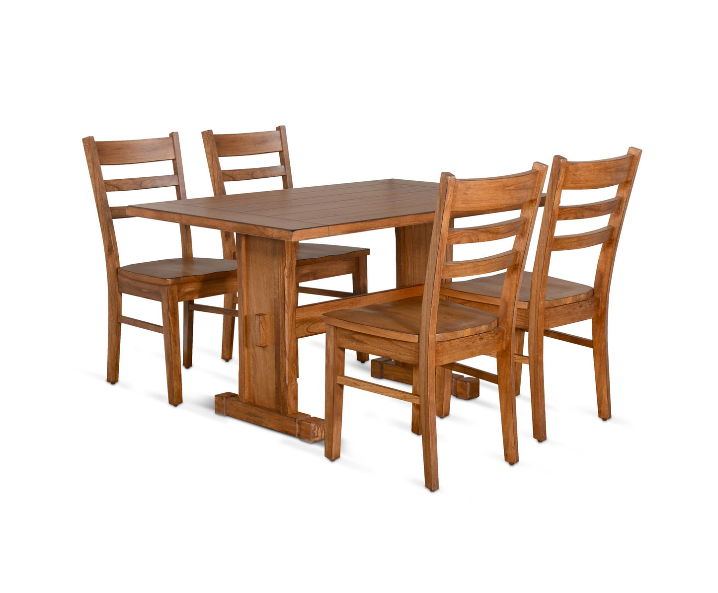 Sedona - 5 Piece Dining Set With Wood Chairs - Rustic Oak