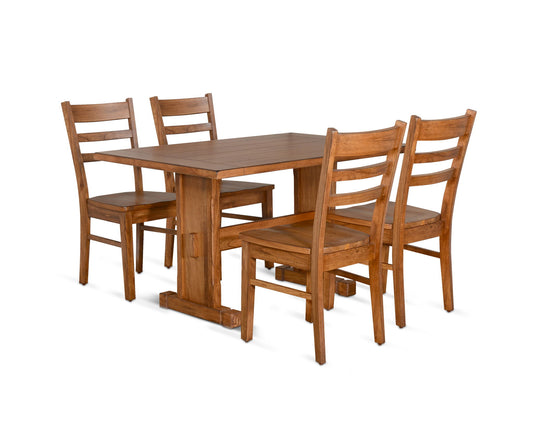 Sedona - 5 Piece Dining Set With Wood Chairs - Rustic Oak