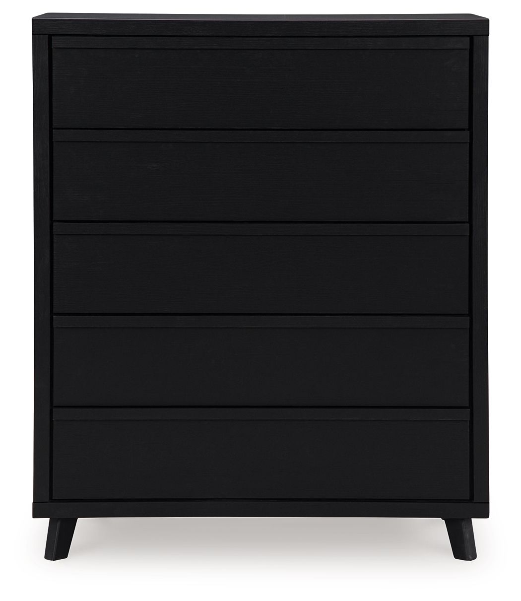 Danziar - Five Drawer Wide Chest - Black