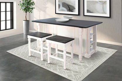 Carriage House - Kitchen Island 3 Piece Set With 13" Drop Leaf - Cottage White / Europen Dark
