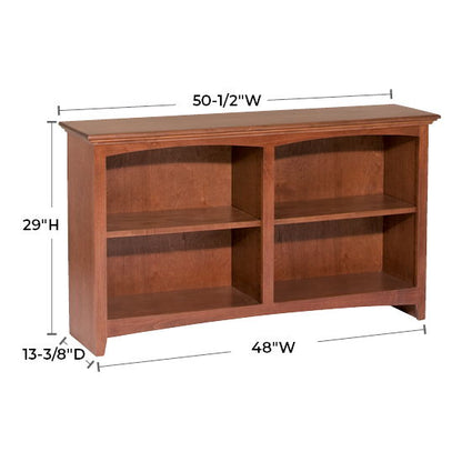 McKenzie - 29'' H X 48'' W Alder Bookcase - Glazed Antique Cherry