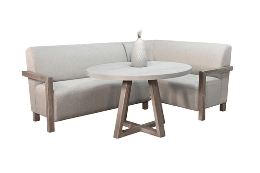 Sedona - 2-Piece Upholstered Dining Bench With Round Table - Wheat