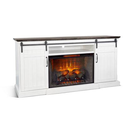 Carriage House - TV Console - Cottage White / Europen Dark