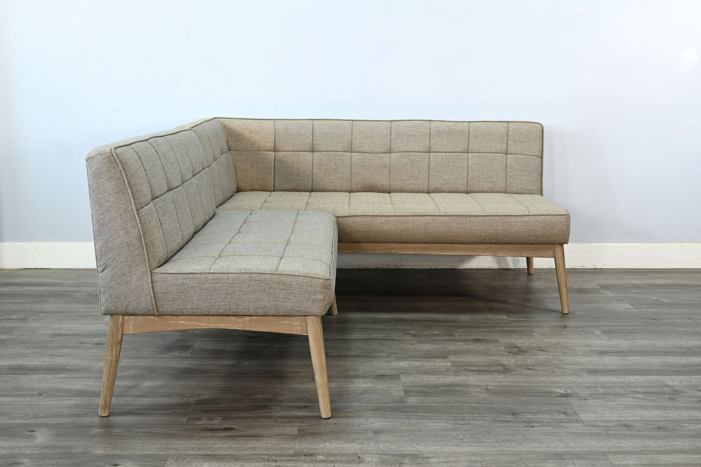 Mia - 2 Piece Tufted Upholstered Corner Dining Nook Set - Wheat