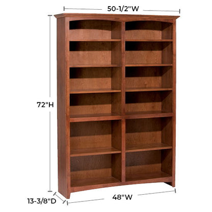 McKenzie - 72'' H X 48'' W Alder Bookcase - Glazed Antique Cherry