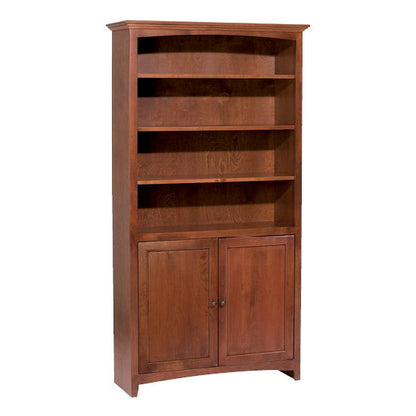 McKenzie - 72'' H X 36'' W Alder Bookcase With Doors - Glazed Antique Cherry