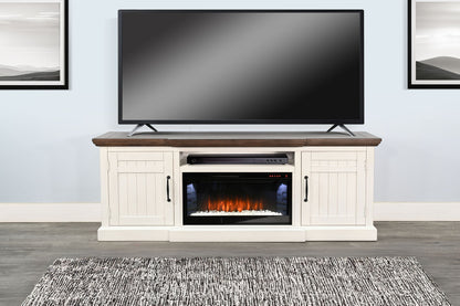 Pasadena - TV Console With Fireplace Option - Buckskin / Marble White