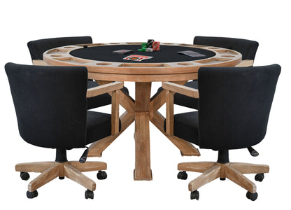5 Piece Reversible Game And Dining Poker Table Set - Oak Grove