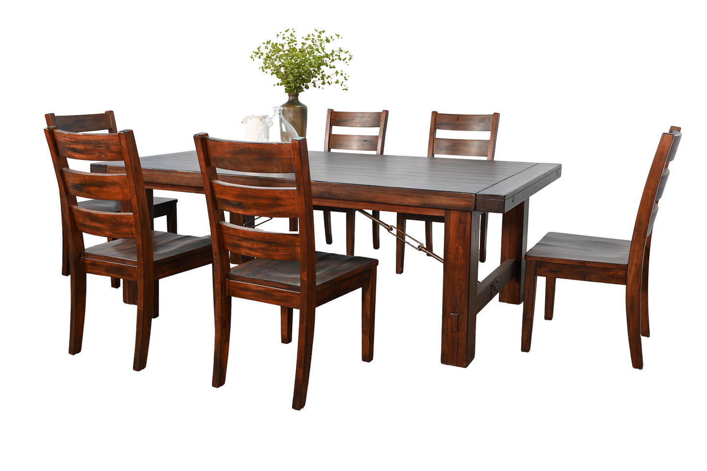 Extension Wood 6 Piece Dining Table Set - White Sand
