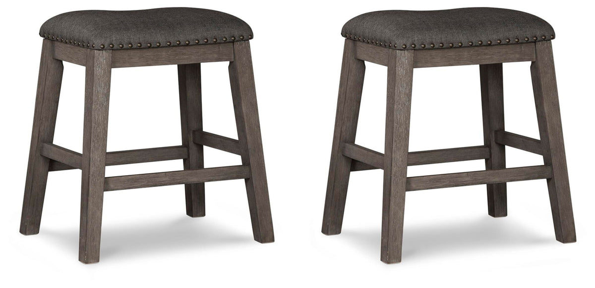 Caitbrook - Upholstered Stool (Set of 2) - Gray