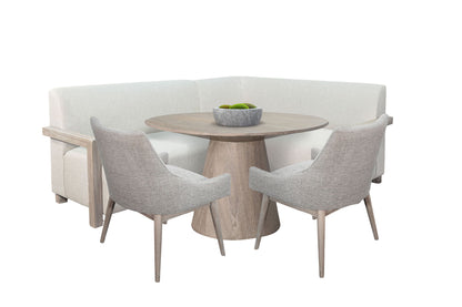 4-Piece Upholstered Dining Set (Bench, Table, 2 Lowback Chairs) - Wheat