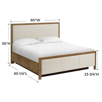 Bailey - King Upholsered Panel Storage Bed - Nutmeg / Beige