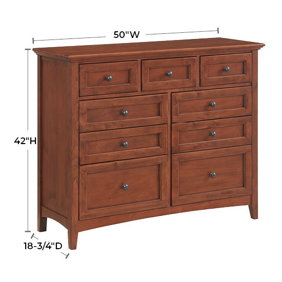 McKenzie - 9-Drawer Dresser - Glazed Antique Cherry