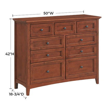 McKenzie - 9-Drawer Dresser - Glazed Antique Cherry