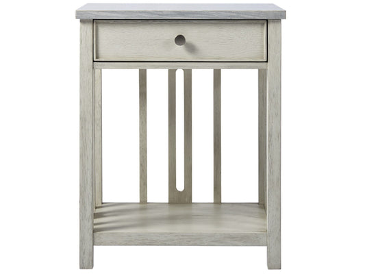 Escape - Bedside Table With Stone Top - Pearl Silver