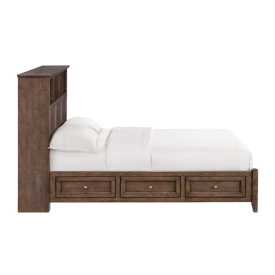 McKenzie - Queen Classic Bookcase Storage Bed - Java