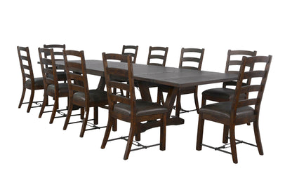 Yellowstone Folding Leaf Extension 11 Piece Dining Set - Tobacco Leaf