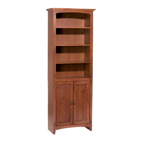 McKenzie - 72'' H x 24'' W Alder Bookcase With Doors - Glazed Antique Cherry