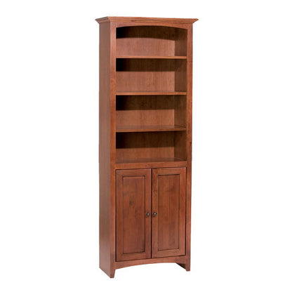 McKenzie - 72'' H x 24'' W Alder Bookcase With Doors - Glazed Antique Cherry