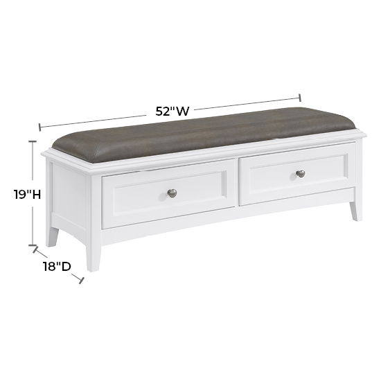 McKenzie - 2-Drawer Bench - Snowbound