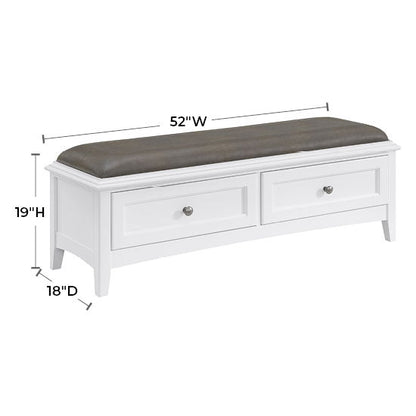 McKenzie - 2-Drawer Bench - Snowbound
