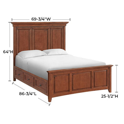 McKenzie - Queen Grand Storage Bed - Glazed Antique Cherry