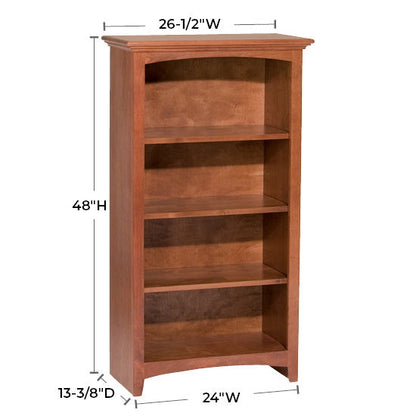 McKenzie - 48'' H X 24'' W Alder Bookcase - Glazed Antique Cherry