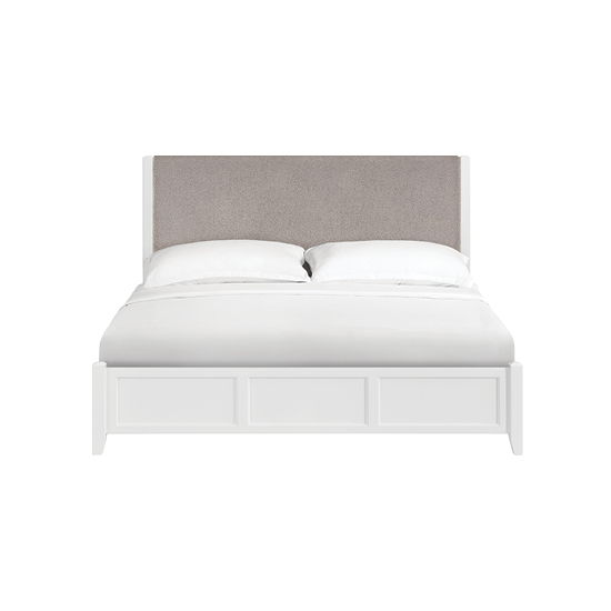 McKenzie - King Upholstered Panel Bed - Snowbound