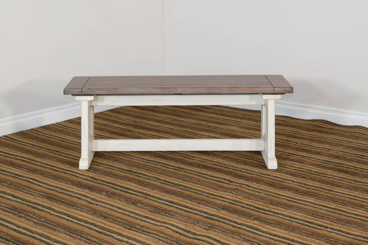Pasadena - Wood Side Bench - Buckskin / Marble White