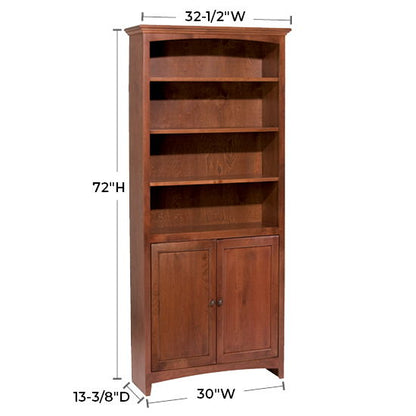 McKenzie - 72'' H X 30'' W Alder Bookcase With Doors - Glazed Antique Cherry