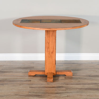 Sedona - Drop Leaf Round Table - Rustic Oak