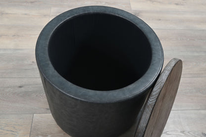 Malibu - Round Storage Ottoman With Wood Lid - Weathered Rum