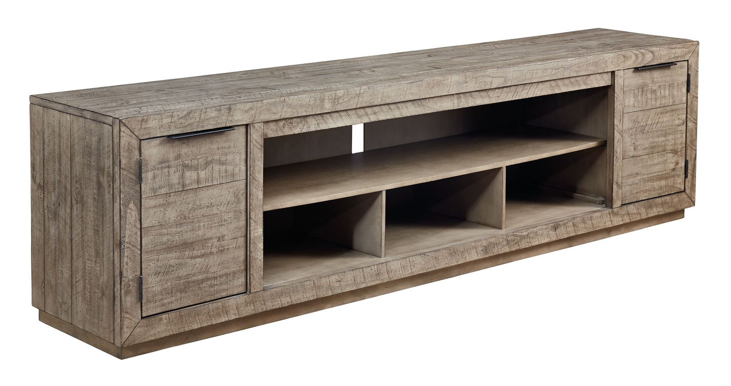 Krystanza - XL TV Stand w/Fireplace Option - Weathered Gray