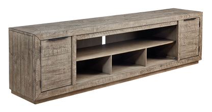 Krystanza - XL TV Stand w/Fireplace Option - Weathered Gray