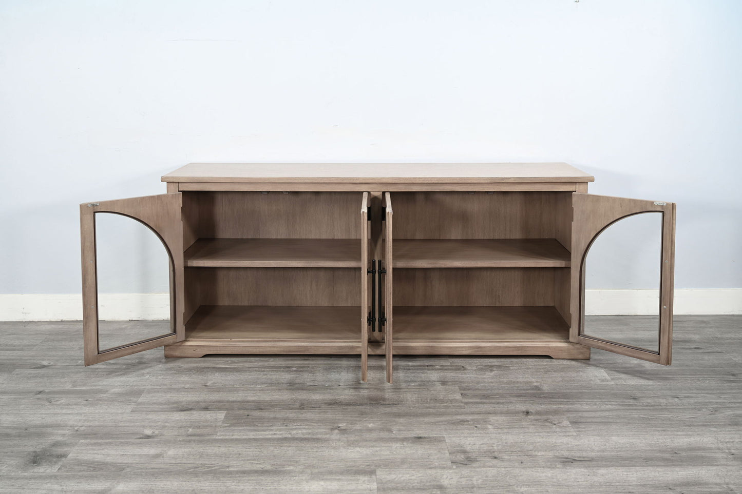 Elena - Modern Wood Display Cabinet With Arched Glass Doors