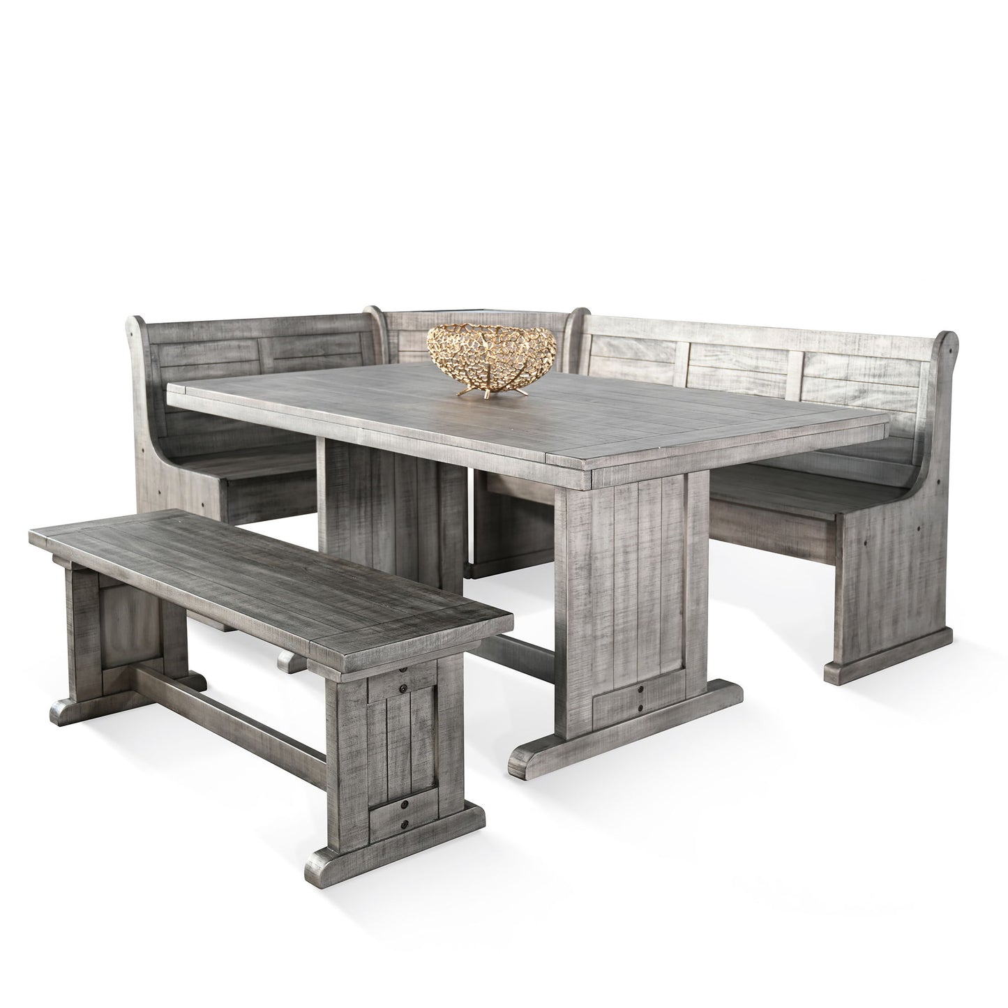 Alpine - Wood Breakfast Nook 3 Piece Dining Set - Gray