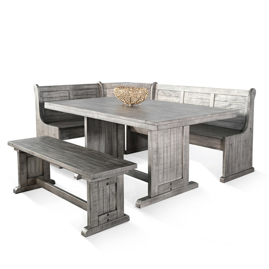Alpine - Wood Breakfast Nook 3 Piece Dining Set - Gray