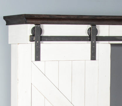 Carriage House - 109" Entertainment Wall - Cottage White / Europen Dark